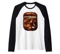 Pittsburgh forgiato nell'operaio Industriale della Città dell'Acciaio della Grinta Maglia con Maniche Raglan