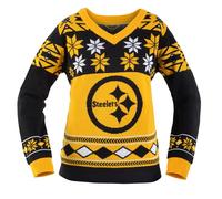 Pittsburgh Steelers NFL Donna Big Logo Scollo A V Brutto Natale Maglione Piccolo