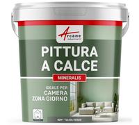 Pittura a Calce Decorativa per Interni 15 m² Verde Oliva | Aspetto Opaco, senza Solvente Né Odore, Traspirante, per Pareti, Cemento, Pietra e Calce - Arcane Industries