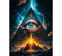 Pittura a diamante Occhio chiaroveggente nella piramide 30x40cm