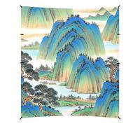 Pittura a inchiostro cinese Cabana Mountain Beach Cabana UPF50 impermeabile ombra parasole con pala di sabbia, sacchi di sabbia per campeggio, picnic, cortile e pesca