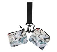Pittura a inchiostro cinese Sun Crane Portafogli da donna Custodie per carte di grande capacità Borsa organizer per carte con cerniera tasca portamonete per le donne 2 pezzi, Gru di sole cinese della