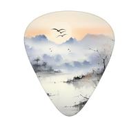 pittura a inchiostro paesaggio plettri per chitarra in dimensioni sottili, medie e spesse, set da 12 pezzi, adatto per chitarra elettrica e vari strumenti