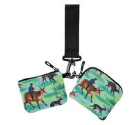 Pittura a inchiostro Prey Green Portamonete da donna Carino Moda Cerniera Portamonete Portafoglio con Cinturino da Polso per Signore Confezione da 2, Pittura a inchiostro verde preda, 1 size, Stampa