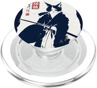 Pittura a inchiostro Sumi-e vintage giapponese Samurai Cat Art PopSockets PopGrip per MagSafe