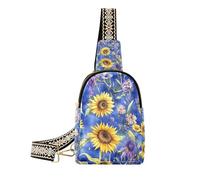 Pittura a olio alla moda con girasoli retrò gialli borsa a tracolla borsa moda borse per le donne per escursioni, Pittura a olio con girasoli retrò gialli, 1 size