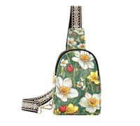 Pittura a olio alla moda con margherite bianche marsupio nero antifurto per le donne borsa a tracolla per il giorno pack, Dipinto ad olio con margherite bianche, 1 size