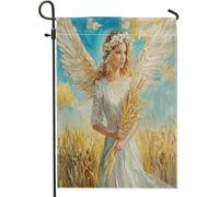 Pittura a olio Angelo con ali Bandiere da giardino 30,5 x 45,7 cm su entrambi i lati per esterni decorativi, motivo dea autunnale bandiera per casa, autunno divertente all'aperto piccola bandiera