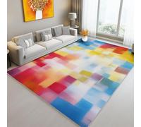 Pittura A Olio Arte Blocchi Colore Geometria Antiscivolo Tappeto, 160 x 230 cm Camera Da Letto Soggiorno Tappeto Tappeto Ampio Tappeti - Colore Tappeto Per Sala Da Pranzo Casa Per Una Facile Pulizia