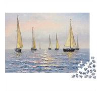 Pittura a olio barca a vela marePuzzle Fai Da Te 1000 Pezzi Cartone Spesso Allenamento Cognitivo Anziani, Miglioramento Memoria, Legame Familiare Regalo 70x50cm/1000pcs