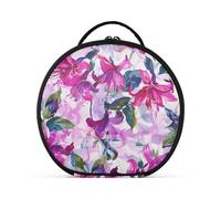 Pittura a olio Boho Fuchsia Floral Makeup Bags con scomparti e maniglia Impermeabile Viaggio Cosmetici Borsa per le donne con divisori regolabili 11 IN
