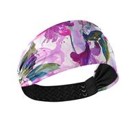 Pittura a olio Boho Fucsia Floreale no Slip Tessuto Fasce Elastico Capelli per Allenamenti Ciclismo Basket Lavaggio viso
