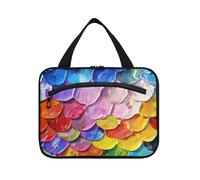 Pittura a olio colorata di squame di pesce appeso borsa da viaggio per articoli da toeletta con gancio, accessori di design Borsa per la cura della pelle per papà bolsos da viaggio per Hombre L