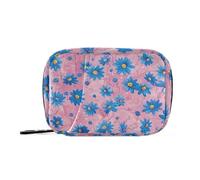 Pittura a olio con fiori blu retrò borsa di immagazzinaggio della medicina con scomparti staccabili conveniente caso di pillola da viaggio per borsa