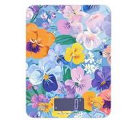 Pittura a olio con fiori retrò in blu conteggio calorie bilancia alimentare 5 kg/5 g, scala grammi con 4 unità per fare sapone cheto cottura (batterie non incluse)