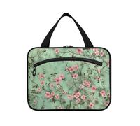 Pittura a olio con fiori rosa retrò appeso borse da viaggio per articoli da toeletta con gancio, borsa per il trucco da appendere lavabile di design per le donne deve vacanza estuche para brochas