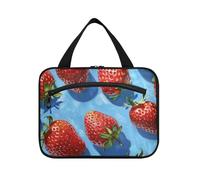 Pittura a olio con fragole rosse borsa da appendere per gli uomini Viaggio con gancio, borsa cosmetica portatile di design per il trucco da viaggio Hotel maleta para maquillaje L