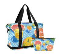 Pittura a olio con frutta estiva colorata grande borsa da palestra borsa da weekend con cinghia regolabile per allenamento impermeabile, Pittura a olio con frutti estivi colorati, 1 size
