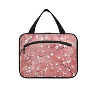 Pittura a olio con retro rosa e fiori e bianchi appeso borsa trucco cosmetico da viaggio con gancio, designer borsa cosmetica essenziale per donna lavoro bolsos para Hombre L