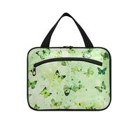 Pittura a olio con retro verde farfalla sentire borsa appesa per le donne viaggio con gancio, designer pieghevole kit da barba borsa per gli uomini per il viaggio trucco lavoro bolsas de maquillaje