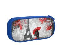 Pittura a olio coppia astuccio per ragazzi ragazze Parigi Torre Eiffel grande portapenne scrivania cancelleria organizzatore matita sacchetto per scuola ufficio borsa trucco con cerniera, rosa