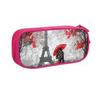 Pittura a olio coppia astuccio per ragazzi ragazze Parigi Torre Eiffel grande portapenne scrivania cancelleria organizzatore matita sacchetto per scuola ufficio borsa trucco con cerniera, Blu