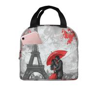 Pittura a olio Coppia Borsa per il pranzo per donne e uomini Parigi Torre Eiffel isolata Lunch Box a prova di perdite Termica Cooler Tote Bag Pasto per Lavoro Scuola Picnic Escur