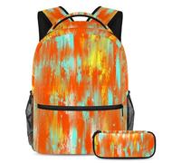 Pittura a olio della nave eleva la tua esperienza scolastica, prendi questo zaino con astuccio per ragazzi, ragazze, adolescenti, Multicolore#04, B:29.4x20x40cm P:19x7.5x3.8cm, Zaini Daypack