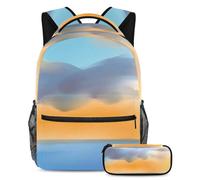 Pittura a olio della nave rimani organizzato e alla moda con questo set di 2 zaini, zaino e astuccio per ragazzi, ragazze e adolescenti, Multicolore#07, B:29.4x20x40cm P:19x7.5x3.8cm, Zaini Daypack