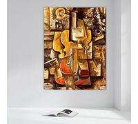 Pittura a olio di fama mondiale violino e uva di Pablo Picasso Immagine della parete Stampe su tela Pittura Decorazione della parete di casa 50x75cm Senza cornice