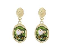 Pittura a olio Fiore Orecchini Orecchini Gioielli Orecchio Piccolo Fiore Orecchini Adatto Per Adolescenti E Giovani Adulti Presente Francese Elegante Vintage Orecchini, Misura unica, come descritto
