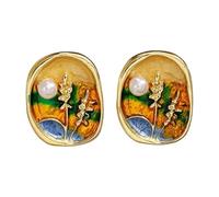 Pittura a olio Fiore Orecchini Orecchini Gioielli Orecchio Piccolo Fiore Orecchini Adatto Per Adolescenti E Giovani Adulti Presente Francese Elegante Vintage Orecchini, Misura unica, come descritto