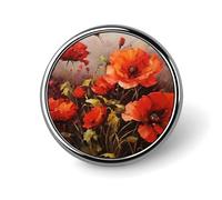 Pittura a olio Fiore Rosso Distintivo Rotondo Distintivo Personalizzato In Metallo Risvolto Pin Distintivi Fit Abbigliamento Borse Cappello Umoristico Stampato Spilla Distintivo Decorazioni per Fest