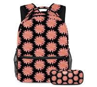 Pittura a olio floreale rimani organizzato a scuola con il nostro set di zaino e astuccio, perfetto per ragazzi, ragazze e adolescenti, Multicolore#02, B:29.4x20x40cm P:19x7.5x3.8cm, Zaini Daypack