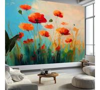 Pittura A Olio Papavero Carta da Parati In Tessuti non Tessuti 350 x 256 cm Murali, Multicolore Fotomurale Murale Soggiorno Camera da Letto Cameretta Dei Bambini Decorazione