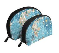 Pittura a olio Parigi Scena di strada Torre Eiffel 2 Pz Borse Cosmetici Viaggio Trucco Pochette Portatile Pochette Toilette Storage Bag per le Donne, Mappa Grecia, Taglia unica