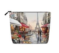 Pittura a olio Parigi Scena di Strada Torre Eiffel Organizzatore Donne Sacchetto di Viaggio Sacchetto di canapa Finta Cosmetici Borsa Grande Capacità Cerniera