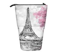 Pittura a olio Parigi Torre Eiffel in piedi telescopico astuccio in tessuto Oxford borsa portatile per ragazzi ragazze adolescenti studenti ufficio, Nero , Taglia unica