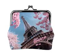 Pittura a olio Parigi Torre Eiffel Stampato Microfibra PU Portafoglio in Pelle Kiss Lock Mini Pouch per Rossetto Key Change Organizzazione