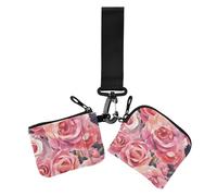 Pittura a olio Rose Art Custodie per carte da donna porta cambiamento dimensioni compatte organizzatori di denaro da donna con portachiavi per signora 2 confezioni, pittura a olio rose Arte, 1 size