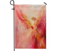 Pittura a olio San Valentino Angelo Giardino Bandiere 30,5 x 45,7 cm double face per esterno decorativo, divertente romantico amore cuore frontyard tela casa bandiera, vacanze all'aperto piccolo