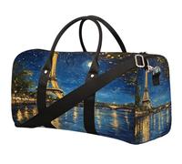 Pittura a olio Seine River Torre Eiffel pieghevole da viaggio borsa da viaggio impermeabile borsa da palestra sportiva con spallacci