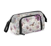 Pittura a olio Sentimento Margherite Viola Farfalla Astuccio di grande capacità Astuccio con cerniera Custodie multifunzionali con portamatite per donne Scuola preppy