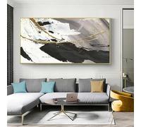 pittura a olio su tela astratta in bianco e nero oro arte moderna dipinti acrilici Grande arte murale per l'arredamento del soggiorno 90x180cm Senza cornice