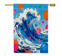 Pittura a olio Summer Wave Front Yard Backyard Vertical House Bandiere 28x40 Double Sided per l'esterno, Astratto Cool Ocean Home Stampato Bandiera, Sea Scenic Home Outdoor Decorazione