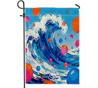 Pittura a olio Summer Wave Front Yard Backyard Verticale Giardino Bandiere 12x18 Double Sided per Esterno, Astratto Cool Ocean Piccole Bandiere Prato Cortile, Mare Scenic Home Outdoor Decorazione