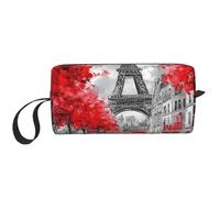 Pittura a olio Torre Eiffel Trucco Borsa Impermeabile Viaggio Toiletry Organizer per Donne Uomini Vintage Parigi Cosmetic Storage Pouch con Cerniera Portatile Piccola Borsa degli Attrezzi