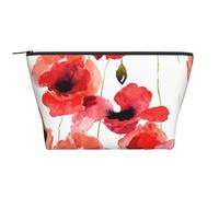 Pittura ad acquerello Papavero rosso floreale, Borsa da toilette Borsa per trucco Borsa per cosmetici Borsa da toilette da viaggio portatile