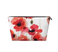 Pittura ad acquerello Papavero rosso floreale, Borsa da toilette Borsa per trucco Borsa per cosmetici Borsa da toilette da viaggio portatile