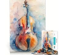 Pittura ad acquerello per violoncello Puzzle da 1000 pezzi per adolescenti Richiamo Divertente Gioco Incastro perfetto Senza spazi vuoti Attività divertente per tutta la famiglia (38x52cm)